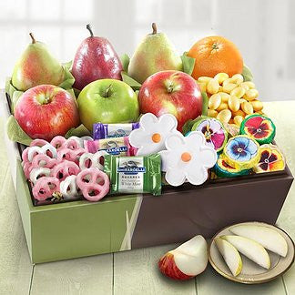 Spring Bouquet of Sweets and Fruit Deluxe Gift Box