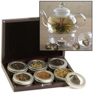 Loose-Leaf Tea Sampler & Flowering Tea Pot Gift Set